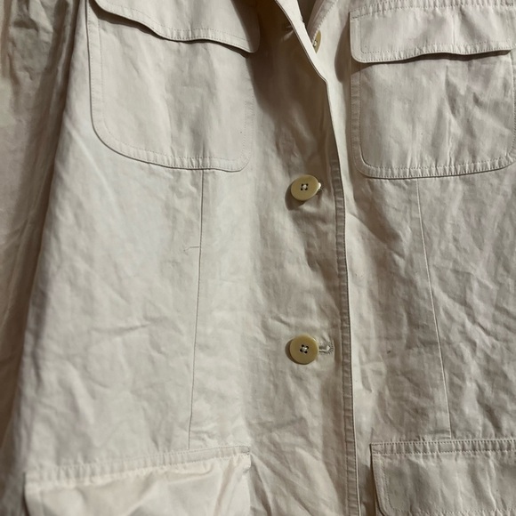 Donna Karan Cream Utility Jacket with Collared Neckline Sz L Women - Picture 8 of 9